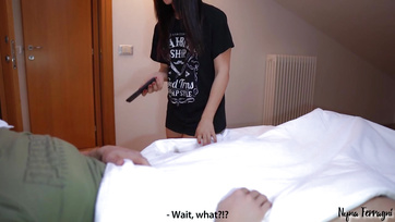 Stepbrother Threatens Little Slutty Stepsister with Sex