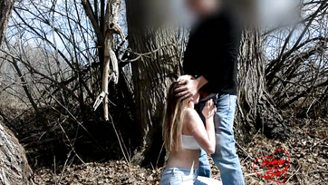 Invited the sexy babe for a walk in the woods to fuck her tight pussy