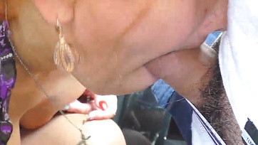 Mature Babe Sucks Cock and Gets Fucked in the Car