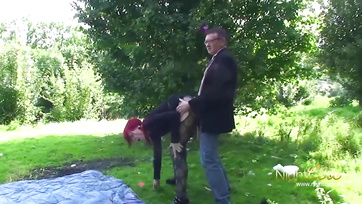 Public German Slut Fucked and Swallowed Old Man's Cum