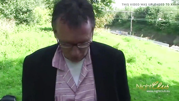 Public German Slut Fucked and Swallowed Old Man's Cum