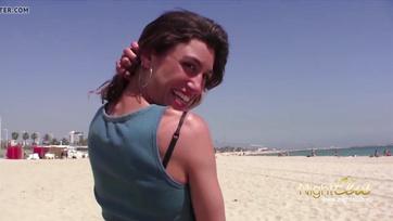 Joyfully banging the anonymous boy on the beach after picking him up