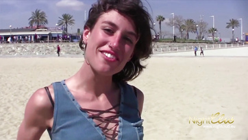 Joyfully banging the anonymous boy on the beach after picking him up