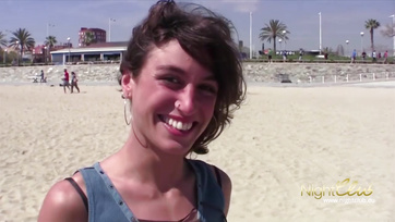 Joyfully banging the anonymous boy on the beach after picking him up