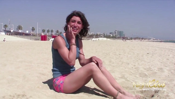 Joyfully banging the anonymous boy on the beach after picking him up