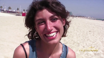 Joyfully banging the anonymous boy on the beach after picking him up