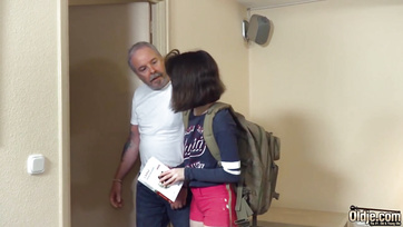 Old Grandpa Gets Lucky with a Cute Teen Babe