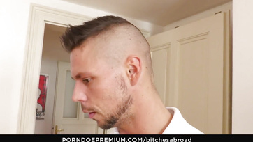 Big-Titted Slovak Girl Convinces Muscular Guy to Misbehave