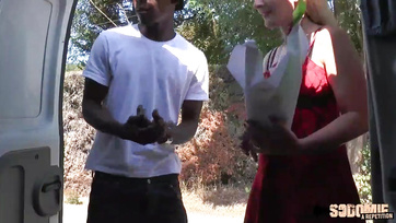 Sucking a Huge Chocolate Cock While Another Guy Eats Her Muff