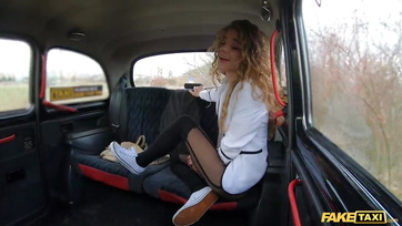 Tasting the Taxi Driver's Thick Cock - Naughty Teen in Ripped Stockings