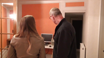 Blonde Babe Voluntarily Sucks Landlord's Cock