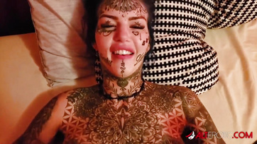 Inked Slut Begs for Cock as They Lick Her Wet Pussy