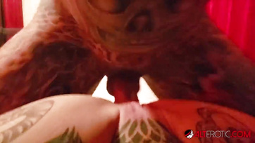 Inked Slut Begs for Cock as They Lick Her Wet Pussy