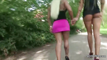 German Girls Caught Licking Each Other's Pussies in Public