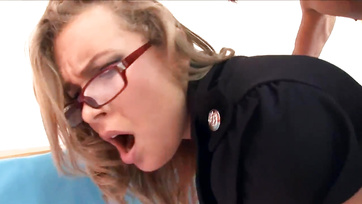 Blonde Cutie Cop Takes it in Both Holes in High Heels