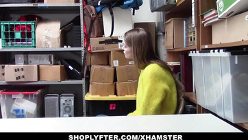Caught Busty Teen Shoplifter Needed to Please the Security Guard