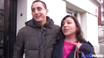 Latin Booty Latina Takes on Chocolate Cock for the First Time