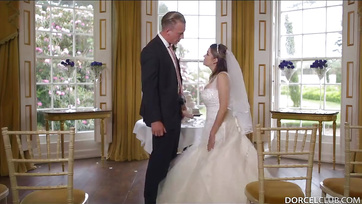 Banging her hot pussy with the guys on her wedding day