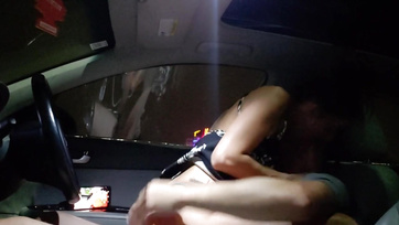 Horny Beauty Climbs on Driver's Hard Cock in the Car