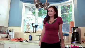 Big-titted teen girls go wild in the kitchen and devour each other's pussies.