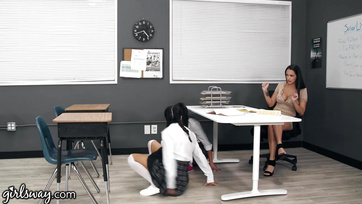 Seduced Teacher Joins Schoolgirl Lesbian Threesome