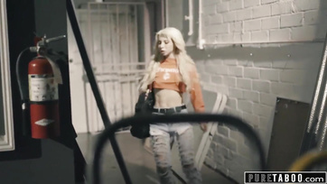 Blonde Teen Taught a Lesson by Busty Cop in Handcuffs