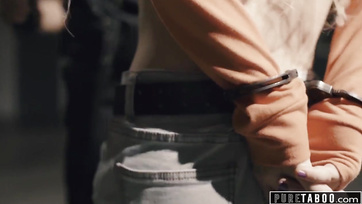 Blonde Teen Taught a Lesson by Busty Cop in Handcuffs