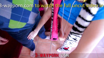 Sloppy Teen Takes Two Dicks at Once