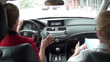 Stepmom Licks Stepdaughter's Cock-Hungry Pussy on the Way Home