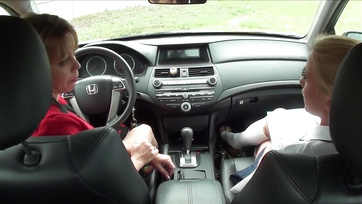 Stepmom Licks Stepdaughter's Cock-Hungry Pussy on the Way Home