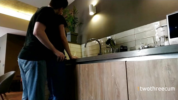Hard Cocked Buddy Fucks Sexy Housewife at the Kitchen Counter