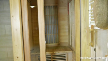 She Fingered Herself and Fucked Her Tight Pussy with a Dildo in the Sauna