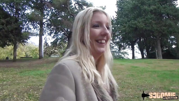 Sloppy blonde whore sucking off the boys