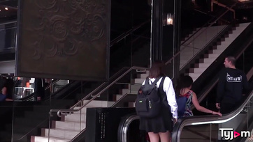 Sexy Japanese girls in a sweet threesome with the big-dicked Frenchman.