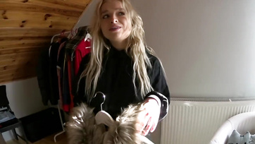 Seductive young virgin opens her legs for some money