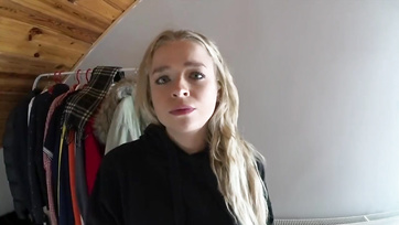 Seductive young virgin opens her legs for some money