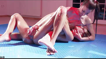 Intense Oil-Slicked Sex Showdown and Orgasm with Two Naughty Pussies