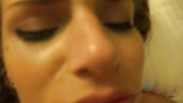 Cute-faced teen babe thoroughly covered in cum