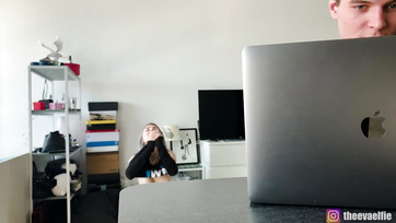 Fucking with her buddy behind her boyfriend's back, the sexy blonde teen