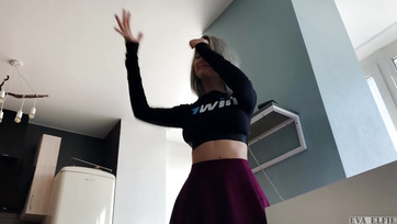 Fucking with her buddy behind her boyfriend's back, the sexy blonde teen