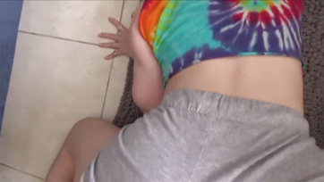 Flawless teenage girl rides my cock during workout