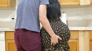 Stepmom with a big ass gets turned on by her son's hard cock.