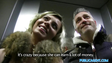 Short-haired Hungarian beauty sucks for money at fake casting