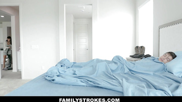 Step-sister rides her brother's cock early in the morning