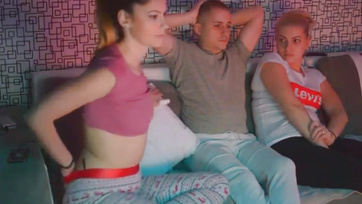 Threesome with two horny teen girls and one of their boyfriends