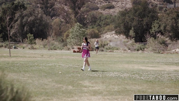 The young schoolgirls went at each other.