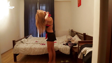 Lesbian MILF Ravages Budapest Girl with Inflatable Dildo