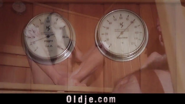 A Hungarian teen cutie falls onto the old guy's cock