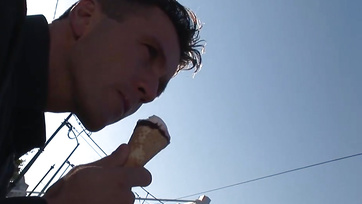 Sucking Beauty in Budapest Streets by Hung Stud
