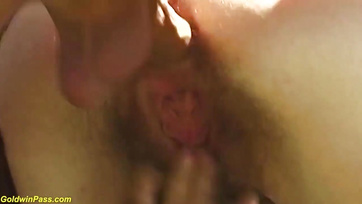 A Hungarian MILF wife with a hairy pussy gets drilled in both holes